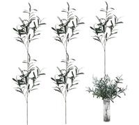Pesoncarl Ramas de Olivo para jarrones, 5 Ramas de Olivo Artificiales de 30 Pulgadas, árbol Artificial sin Aceitunas, 4 Tallos Verdes realistas para decoración del hogar y la Oficina, Estilo 2