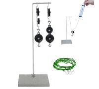 Pesoncarl Set de Bloques de polea, Kit de Ciencias de Laboratorio de física de Metal, Bloques de polea educativos interactivos con Soporte y Cuerda para Estudiantes de la Escuela en el Aula