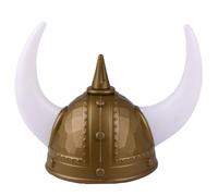 Pesoncarl Sombrero vikingo Casco medieval clásico Casco vikingo realista con cuernos Sombreros de fiesta para adultos para Halloween, fiesta de disfraces, favor dorado