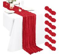 Pesonlook 6 piezas de rojo velo mantel de mesa 3 m mantel de mesa de gasa boho 55 x 300 cm mantel de mesa largo rústico romántico para boda fiesta de novia fiesta de Acción de Gracias decoración