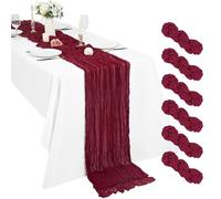Pesonlook Paquete de 6 caminos de mesa de gasa borgoña, camino de mesa de gasa bohemia de 10 pies, camino de mesa largo rústico romántico para boda, fiesta, despedida de soltera, Acción de Gracias