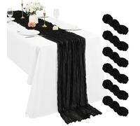 Pesonlook Paquete de 6 caminos de mesa de gasa de color negro de 3 m, estilo bohemio, de 53 x 305 cm, rústico, romántico, largo, para bodas, fiestas, despedidas de soltera, Acción de Gracias