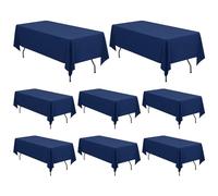 Pesonlook Paquete de 8 manteles de poliéster Azul Marino de 153 x 320 cm para mesas rectangulares de 8 pies, Lavable, Rectangular, Mantel de poliéster Azul Marino para Bodas, Banquetes, Eventos,