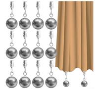 Pesos de cortina de acero inoxidable, paquete de 12 clips de mantel resistentes para uso en exteriores, soportes de tela resistentes al viento de 4 onzas para patio, jardín, camping, plateado (12