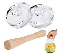 Pesos de vidrio para fermentación set compuesto por 2 pesos para fermentar (7 cm), piedra de peso con 1 triturador de fermentación y un espacio funcional para eliminar el exceso de lago