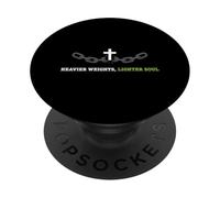 Pesos más Pesados más Ligero Alma Cristiana fe Fitness Atleta PopSockets PopGrip Adhesivo