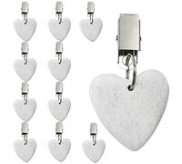 Pesos para mantel, 10 clips de mesa con clips para interiores y exteriores, hogar, cocina, boda, fiesta, picnic, blanco, mármol (forma de corazón)