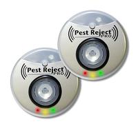 Pest Reject Pro - Juego de 2, Ahuyentador Insectos, repelente de plagas Repulse Power - Ultrasonido y electromagnetismo - Color gris - Cubierta de tu casa de 300 m²