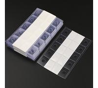 Pestañas adhesivas para colgar de 1 1/2 x 1 pulgada con agujero redondo de plástico transparente, pestañas plegables para tienda al por menor (000 piezas)