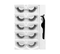 Pestañas autoadhesivas reutilizables: cinco pares de pestañas ligeras, diseño de rayas cómodo para una definición de ojos más completa, método de colocación suave sin pegamento sucio. Cosme con estilo