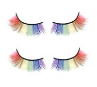 Pestañas de arco iris, 2 pares pestañas de color mirada natural 3D rabón arco iris rizado orgullo extensión de ojo sintético amigable para la piel para accesorios de maquillaje de c
