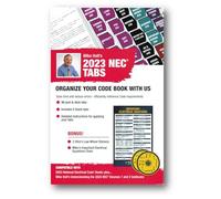 Pestañas de código eléctrico de Mike Holt, basadas en el NEC 2023 (con 96 pestañas y calcomanías de rueda de ley de 2 ohmios)
