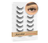 Pestañas de visón sintético de aspecto natural, 14 mm, 3D, 12 mm, banda fina falsa, reutilizables, paquete de 7 pares de pestañas postizas S3 [volumen natural (7mm-13mm), ]