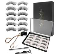 Pestañas magnéticas, pestañas magnéticas, naturalmente reutilizables, sin pegamento, sin pegamento ni lápiz delineador, fáciles de llevar, 12 puntos magnéticos son más adecuados para la forma de los