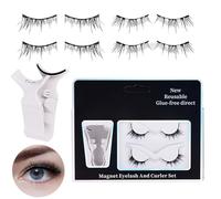 Pestañas Magnéticas Reutilizables,Pestañas Magnéticas Aspecto Natural - Sin pegamento ni delineador de ojos 2 pares de pestañas magnéticas reutilizables | Maquillaje de ojos, tiras de pestañas de larg