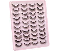 Pestañas naturales, 20 pares, 5 estilos, paquete falso 3D de pestañas de ojo de gato [D, ]