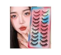 Pestañas postizas 10 pares de pestañas postizas de 5 estilos mixtos, volumen de visón sintético 3D, aspecto natural, encantador, rizadas, falsas y cómodas
