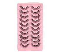 Pestañas postizas, 10 pares de pestañas postizas, juego DD Curl Wispy Fluffy Reutilizable 3D -Multi Capa (DH06-5)