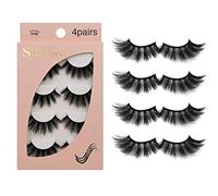 Pestañas Postizas 4 Pares - Profesional reutilizable Pestañas de la cara Ajuste para todos los ojos, Hecho a mano natural grueso Pestañas 3D Faux Mink G106