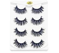 Pestañas Postizas 4 Pares - Profesional reutilizable Pestañas de la cara Ajuste para todos los ojos, Hecho a mano natural grueso Pestañas 3D Faux Mink