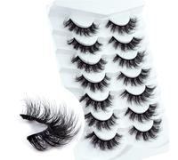 Pestañas Postizas 7 pares de Pelo Artificial 8D Multipack, Tiras Completas, Natural Pestañas Falsa Largas Adecuado para Trabajar Citas Fiesta (G01)