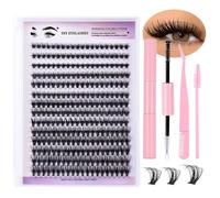 Pestañas Postizas Cluster Lashes Kit, Kit Pestañas Pelo a Pelo DIY, Extensiones de Pestañas with Lash Bond, Mixed Eyelashes DIY,Pestañas Postizas Cluster Lashes Kit