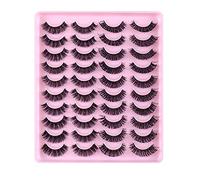 Pestañas postizas con volumen sintético natural, paquete de 20 pares, pestañas gruesas, rizador de pestañas naturales (C, talla única)
