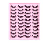 Pestañas postizas con volumen sintético natural, paquete de 20 pares, pestañas gruesas, rizador de pestañas naturales (F, talla única)