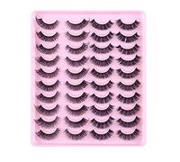Pestañas postizas con volumen sintético natural, paquete de 20 pares, pestañas gruesas, rizador de pestañas naturales (A, talla única)