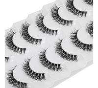 Pestañas postizas cortas Demi-Wispies de aspecto natural con banda transparente y esponjosas 3D ojo de gato de 0.51 pulgadas, paquete de 7 pares