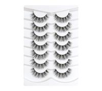 Pestañas postizas de 15 mm, banda transparente 3D, suave, de visón sintético, pestañas esponjosas, ojo de gato, cortas y reutilizables, 7 pares de latidos de corazón feliz (n.º 212)