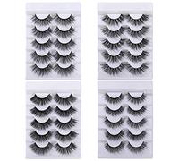 Pestañas Postizas de Pelo Artificial 3D/6D Mixtas 20 Pares Multipack, Tiras Completas, Natural Pestañas Falsa Largas Gruesas Maquillaje de Ojos para Fiesta de Boda, 4 Estilos