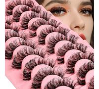Pestañas postizas en racimo, extensiones de pestañas de aspecto natural, reutilizables, hechas a mano, gruesas, suaves, dramáticas, falsas, 10 pares (DD05-15) [DD05-15]