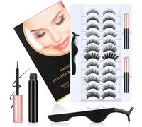 Pestañas Postizas Magneticas, 12 Pares Pestañas Magneticas Reutilizables, Pestañas Postizas Naturales 3D con Delineador de Ojos y Pinzas Magnéticas Impermeables, Aspecto Natural y Larga Duración