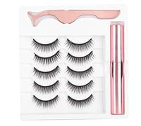 Pestañas postizas magnéticas + delineador de ojos líquido magnético + pinzas, juego de herramientas de maquillaje de pestañas de extensión de pestañas reutilizables (# 035)