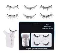 Pestañas postizas magnéticas, pestañas magnéticas con aplicador,Sin pegamento 2 pares de pestañas magnéticas reutilizables C Curl - Cosmético de maquillaje para ojos, kit de extensión de pestañas