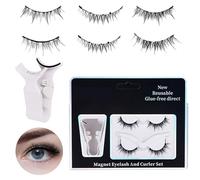Pestañas postizas magnéticas,Pestañas magnéticas con aplicador | Sin pegamento 2 pares de pestañas magnéticas reutilizables con rizo C | Cosmético de maquillaje de ojos para un aspecto