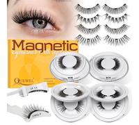Pestañas postizas magnéticas reutilizables con aplicador, aspecto natural, kit de pestañas postizas magnéticas, sin pegamento, fáciles de aplicar y quitar, con instrucciones (Set-4P 04)