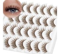 PestañAs Postizas Naturales Brown Lashes Cat Eyelashes Wispy Natural False Eyelashes 3D Fluffy Strip Lashes C Curl Clear Band 14 Paris Soft and Comfortable by Obeyalash (ZH01)