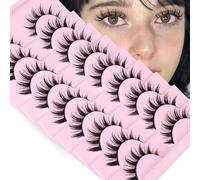 Pestañas postizas rusas de tira de pestañas rizadas en D, aspecto natural, pestañas de visón sintético como extensión de pestañas, banda transparente esponjosa, paquete de pestañas postizas