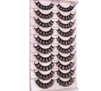 Pestañas postizas rusas en forma de D, rizadas, naturales, delgadas, naturales, gruesas, reutilizables, hechas a mano, extensiones de pestañas falsas, 10 pares (mezcla de 5 estilos) [15 mm]