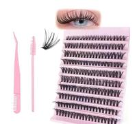 Pestañas rusas 40D racimo 200 unidades, extensiones de pestañas reutilizables volumen extensiones de pestañas postizas aspecto natural 8-16 mm rizo C D, pinzas de pestañas, varitas de rímel rosa
