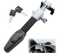 Pestillo de bloqueo de volante con alarma, 120 dB, bloqueo de volante, bloqueo de volante para coche, retráctil, ajuste universal, color plateado