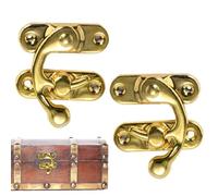 Pestillo de brazo oscilante antiguo, pestillo de latón vintage, cerrojo de brazo oscilante, ganchos de bloqueo izquierdo y derecho con tornillos de montaje para cajas de joyería de madera, cajas de