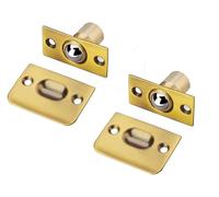 Pestillo de puerta armario, 2 piezas latón puro, placa golpe, pestillo con bola, rodillo for, accionamiento en, cerraduras hardware ajustables(D)