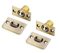 Pestillo de puerta armario, 2 piezas latón puro, placa golpe, pestillo con bola, rodillo for, accionamiento en, cerraduras hardware ajustables(F)