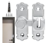 Pestillo de puerta - Cerradura deslizante de 7,5 x 2,3 x 0,4 cm, cierre de seguridad de metal de aleación de aluminio con instalación sin taladrar, cerradura de privacidad y antirrobo para baño