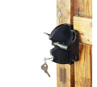 Pestillo de puerta de bloqueo automático con llave para seguridad de jardín, resistente a la intemperie, nailon negro y acero para ajuste ajustable de madera