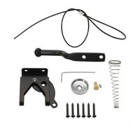 Pestillo de puerta de jardín con cierre automático con mecanismo de resorte ajustable y cierre automático para instalación de eslabones de cadena o valla de madera, negro, juego completo de herrajes