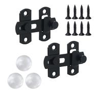 Pestillo deslizante para puerta, 4 pulgadas, cerrojo para puerta corredera, 2 unidades de acero inoxidable, color negro, con tornillo fijo, pestillo corredizo para casa, patio, jardín